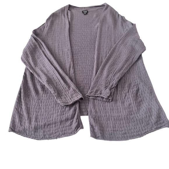 EILEEN FISHER SILK KNIT TEXTURED OPEN PURPLE CARDIGAN SIZE 1X - Picture 7 of 12